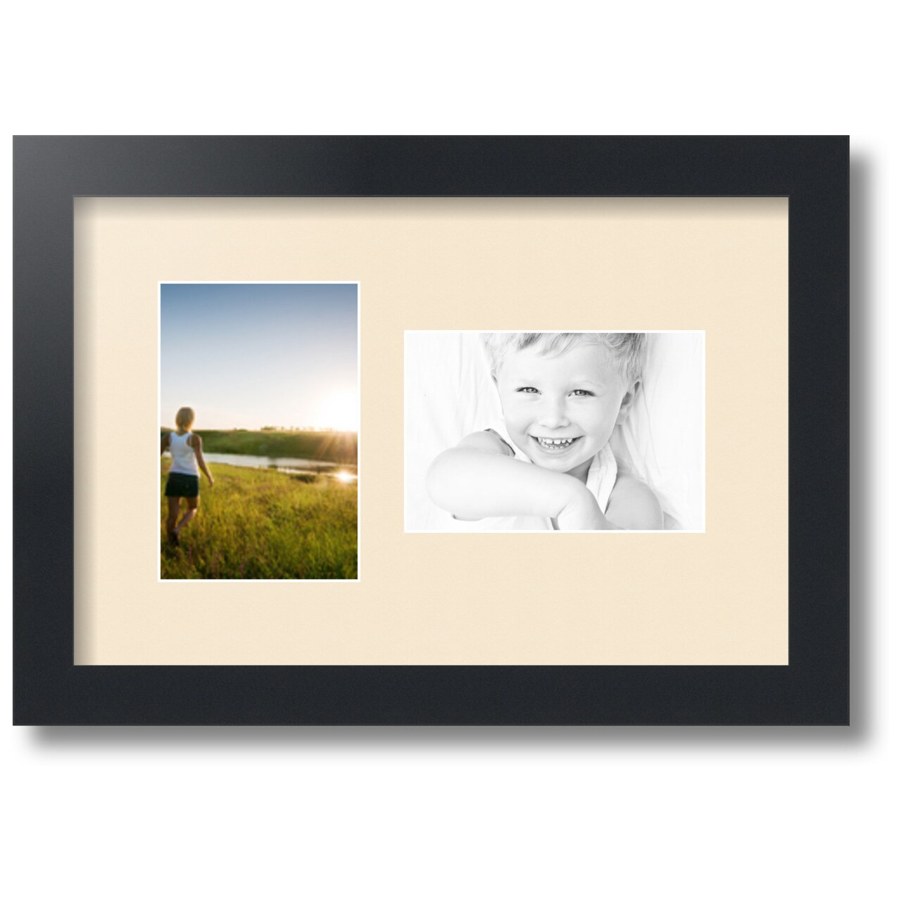 ArtToFrames Collage Photo Picture Frame with 2 - 4x6 inch Openings, Framed in Black with Over 62 Mat Color Options and Regular Glass (CSM-3926-102)